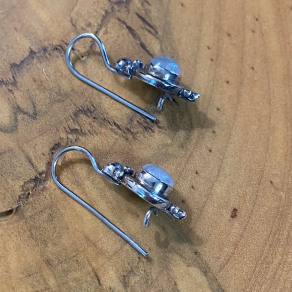 Sterling Silver Earrings with Moonstone Centre - Picture 5 of 6